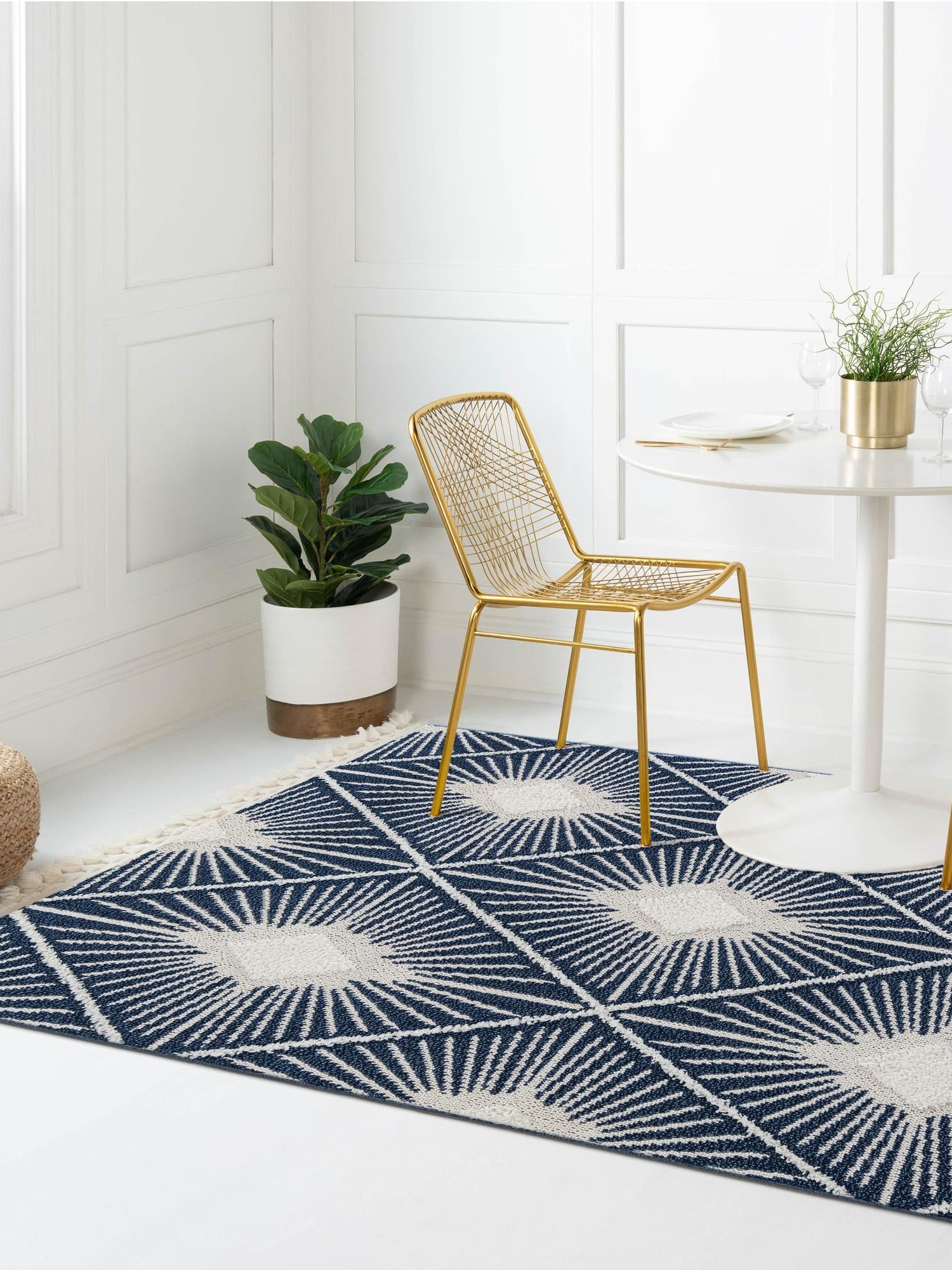 Blue 10' x 13' 1 Boho Rectangle Area Rug 100% Polyester With Cotton Backing Geometric Modern Boho Bohemian Decor Carpet for Living Rooms Office Dining Kitchen Unique Interior Design for Sale at Rug Engine