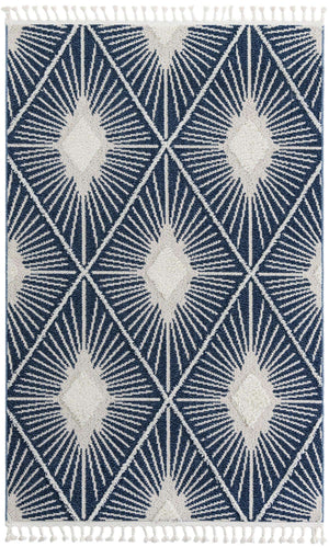 Blue 5' 3 x 8' Boho Rectangle Area Rug 100% Polyester With Cotton Backing Geometric Modern Boho Bohemian Decor Carpet for Living Rooms Office Dining Kitchen Unique Interior Design for Sale at Rug Engine