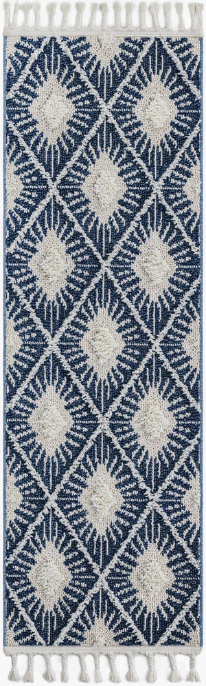 Blue 2' x 6' 1 Boho Runner Area Rug 100% Polyester With Cotton Backing Geometric Modern Boho Bohemian Decor Carpet for Living Rooms Office Dining Kitchen Unique Interior Design for Sale at Rug Engine
