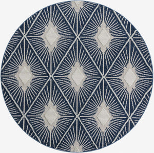 Blue 7' 10 x 7' 10 Boho Round Area Rug 100% Polyester With Cotton Backing Geometric Modern Boho Bohemian Decor Carpet for Living Rooms Office Dining Kitchen Unique Interior Design for Sale at Rug Engine