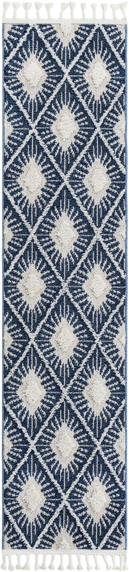 Blue 2' x 8' Boho Runner Area Rug 100% Polyester With Cotton Backing Geometric Modern Boho Bohemian Decor Carpet for Living Rooms Office Dining Kitchen Unique Interior Design for Sale at Rug Engine