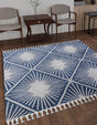 Blue 7' 10 x 7' 10 Boho Square Area Rug 100% Polyester With Cotton Backing Geometric Modern Boho Bohemian Decor Carpet for Living Rooms Office Dining Kitchen Unique Interior Design for Sale at Rug Engine
