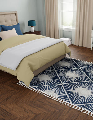 Blue 10' x 10' Boho Square Area Rug 100% Polyester With Cotton Backing Geometric Modern Boho Bohemian Decor Carpet for Living Rooms Office Dining Kitchen Unique Interior Design for Sale at Rug Engine