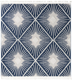 Blue 7' 10 x 7' 10 Boho Square Area Rug 100% Polyester With Cotton Backing Geometric Modern Boho Bohemian Decor Carpet for Living Rooms Office Dining Kitchen Unique Interior Design for Sale at Rug Engine