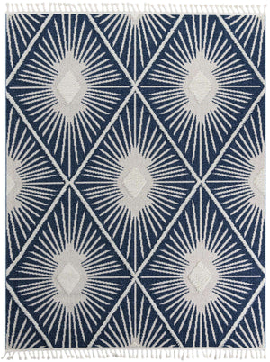 Blue 7' 10 x 10' Boho Rectangle Area Rug 100% Polyester With Cotton Backing Geometric Modern Boho Bohemian Decor Carpet for Living Rooms Office Dining Kitchen Unique Interior Design for Sale at Rug Engine