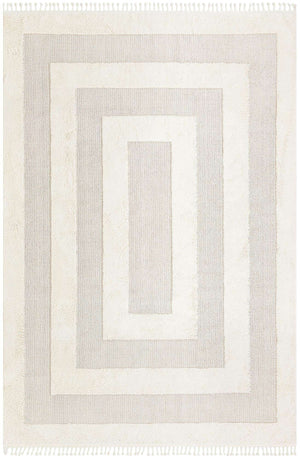 Ivory 9' 6 x 14' 3 Boho Rectangle Area Rug 100% Polyester With Cotton Backing Geometric Modern Boho Bohemian Decor Carpet for Living Rooms Office Dining Kitchen Unique Interior Design for Sale at Rug Engine