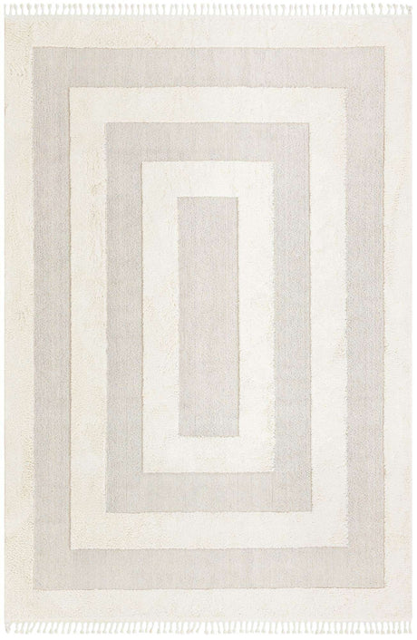 Ivory 9' 6 x 14' 3 Boho Rectangle Area Rug 100% Polyester With Cotton Backing Geometric Modern Boho Bohemian Decor Carpet for Living Rooms Office Dining Kitchen Unique Interior Design for Sale at Rug Engine