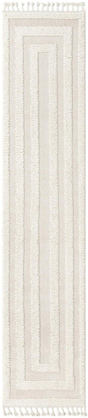 Ivory 2' 7 x 12' Boho Runner Area Rug 100% Polyester With Cotton Backing Geometric Modern Boho Bohemian Decor Carpet for Living Rooms Office Dining Kitchen Unique Interior Design for Sale at Rug Engine
