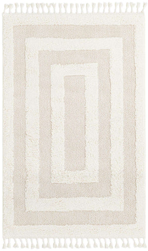 Ivory 2' x 3' 1 Boho Rectangle Area Rug 100% Polyester With Cotton Backing Geometric Modern Boho Bohemian Decor Carpet for Living Rooms Office Dining Kitchen Unique Interior Design for Sale at Rug Engine