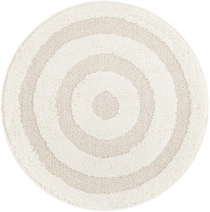 Ivory 3' 3 x 3' 3 Boho Round Area Rug 100% Polyester With Cotton Backing Geometric Modern Boho Bohemian Decor Carpet for Living Rooms Office Dining Kitchen Unique Interior Design for Sale at Rug Engine