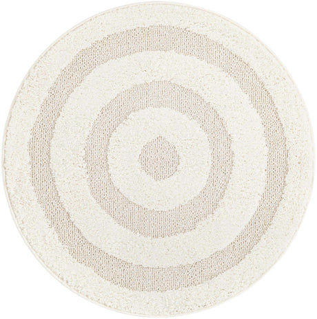 Ivory 3' 3 x 3' 3 Boho Round Area Rug 100% Polyester With Cotton Backing Geometric Modern Boho Bohemian Decor Carpet for Living Rooms Office Dining Kitchen Unique Interior Design for Sale at Rug Engine