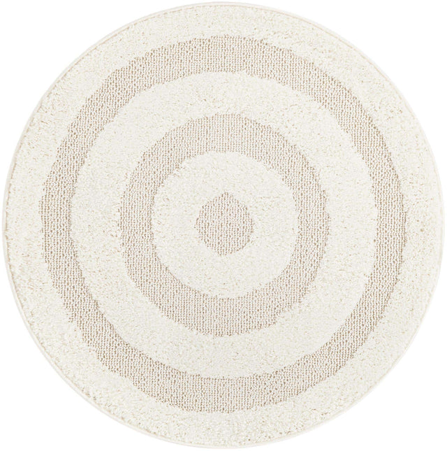 Ivory 3' 3 x 3' 3 Boho Round Area Rug 100% Polyester With Cotton Backing Geometric Modern Boho Bohemian Decor Carpet for Living Rooms Office Dining Kitchen Unique Interior Design for Sale at Rug Engine
