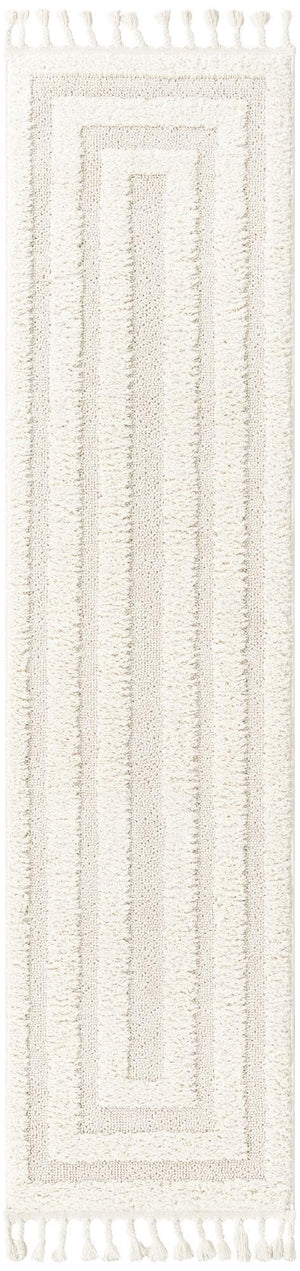 Ivory 2' x 4' 1 Boho Runner Area Rug 100% Polyester With Cotton Backing Geometric Modern Boho Bohemian Decor Carpet for Living Rooms Office Dining Kitchen Unique Interior Design for Sale at Rug Engine