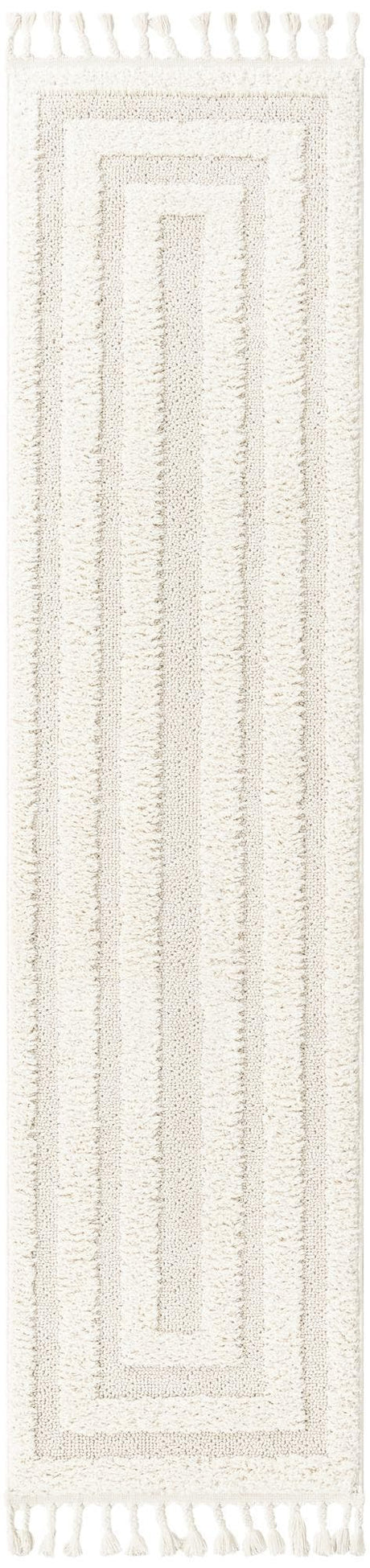 Ivory 2' x 4' 1 Boho Runner Area Rug 100% Polyester With Cotton Backing Geometric Modern Boho Bohemian Decor Carpet for Living Rooms Office Dining Kitchen Unique Interior Design for Sale at Rug Engine