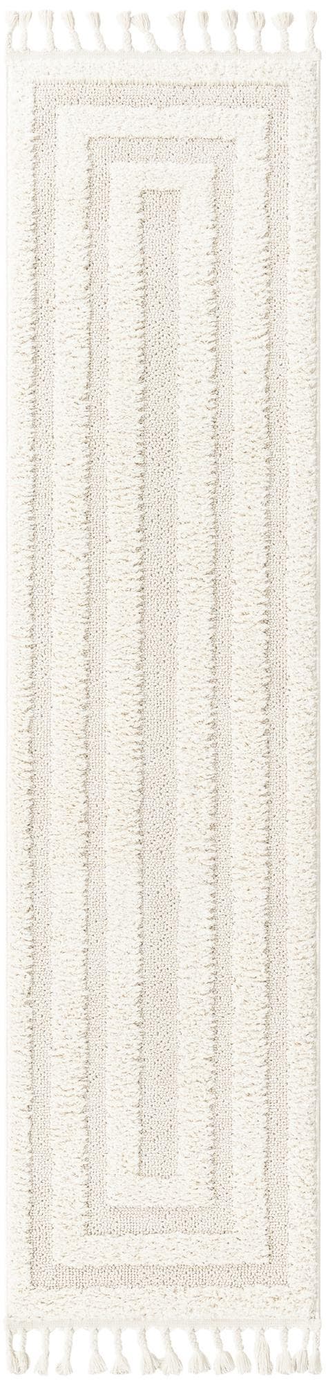 Ivory 2' x 4' 1 Boho Runner Area Rug 100% Polyester With Cotton Backing Geometric Modern Boho Bohemian Decor Carpet for Living Rooms Office Dining Kitchen Unique Interior Design for Sale at Rug Engine