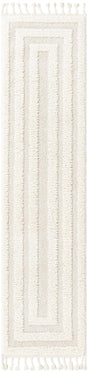 Ivory 2' x 4' 1 Boho Runner Area Rug 100% Polyester With Cotton Backing Geometric Modern Boho Bohemian Decor Carpet for Living Rooms Office Dining Kitchen Unique Interior Design for Sale at Rug Engine
