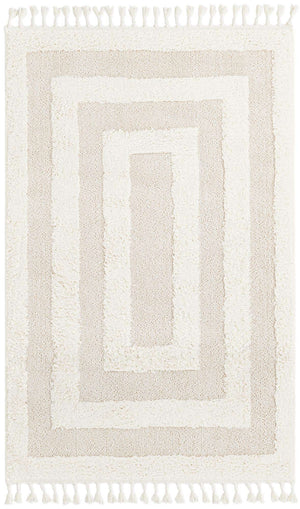 Ivory 4' 1 x 6' 1 Boho Rectangle Area Rug 100% Polyester With Cotton Backing Geometric Modern Boho Bohemian Decor Carpet for Living Rooms Office Dining Kitchen Unique Interior Design for Sale at Rug Engine