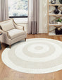 Ivory 5' 3 x 5' 3 Boho Round Area Rug 100% Polyester With Cotton Backing Geometric Modern Boho Bohemian Decor Carpet for Living Rooms Office Dining Kitchen Unique Interior Design for Sale at Rug Engine