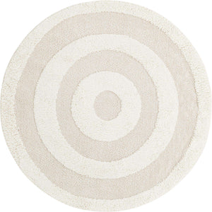 Ivory 5' 3 x 5' 3 Boho Round Area Rug 100% Polyester With Cotton Backing Geometric Modern Boho Bohemian Decor Carpet for Living Rooms Office Dining Kitchen Unique Interior Design for Sale at Rug Engine