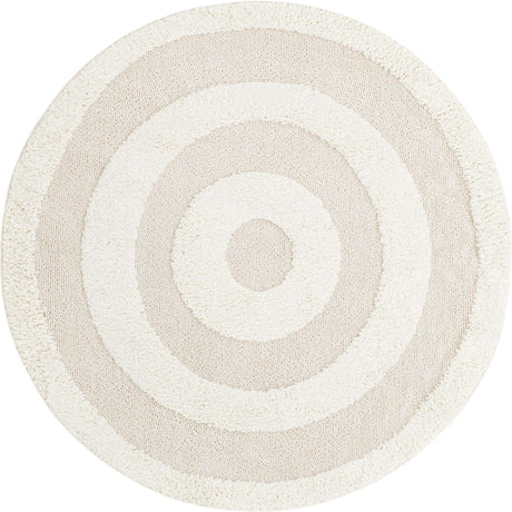 Ivory 5' 3 x 5' 3 Boho Round Area Rug 100% Polyester With Cotton Backing Geometric Modern Boho Bohemian Decor Carpet for Living Rooms Office Dining Kitchen Unique Interior Design for Sale at Rug Engine