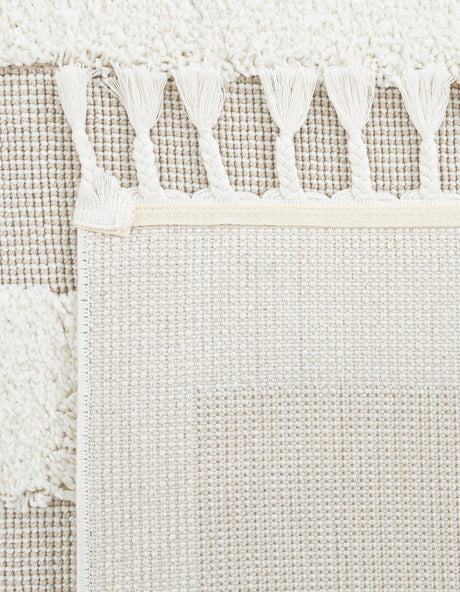 Ivory 2' x 3' 1 Boho Rectangle Area Rug 100% Polyester With Cotton Backing Geometric Modern Boho Bohemian Decor Carpet for Living Rooms Office Dining Kitchen Unique Interior Design for Sale at Rug Engine