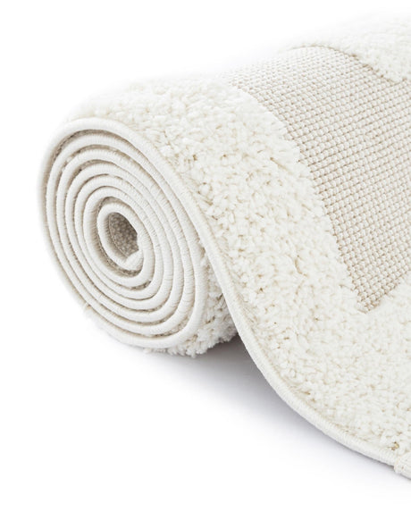 Ivory 7' 10 x 11' Boho Rectangle Area Rug 100% Polyester With Cotton Backing Geometric Modern Boho Bohemian Decor Carpet for Living Rooms Office Dining Kitchen Unique Interior Design for Sale at Rug Engine
