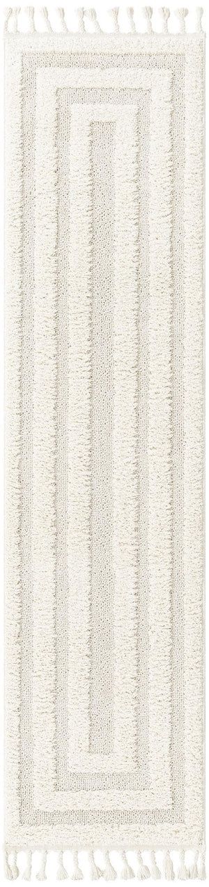 Ivory 2' x 6' 1 Boho Runner Area Rug 100% Polyester With Cotton Backing Geometric Modern Boho Bohemian Decor Carpet for Living Rooms Office Dining Kitchen Unique Interior Design for Sale at Rug Engine