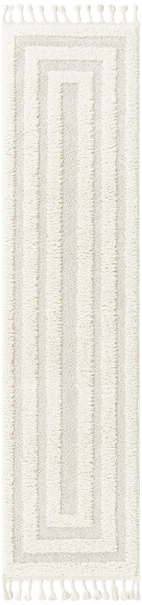 Ivory 2' x 6' 1 Boho Runner Area Rug 100% Polyester With Cotton Backing Geometric Modern Boho Bohemian Decor Carpet for Living Rooms Office Dining Kitchen Unique Interior Design for Sale at Rug Engine