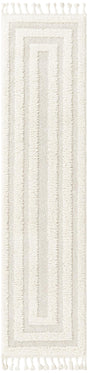 Ivory 2' x 6' 1 Boho Runner Area Rug 100% Polyester With Cotton Backing Geometric Modern Boho Bohemian Decor Carpet for Living Rooms Office Dining Kitchen Unique Interior Design for Sale at Rug Engine