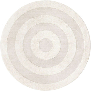 Ivory 7' 10 x 7' 10 Boho Round Area Rug 100% Polyester With Cotton Backing Geometric Modern Boho Bohemian Decor Carpet for Living Rooms Office Dining Kitchen Unique Interior Design for Sale at Rug Engine