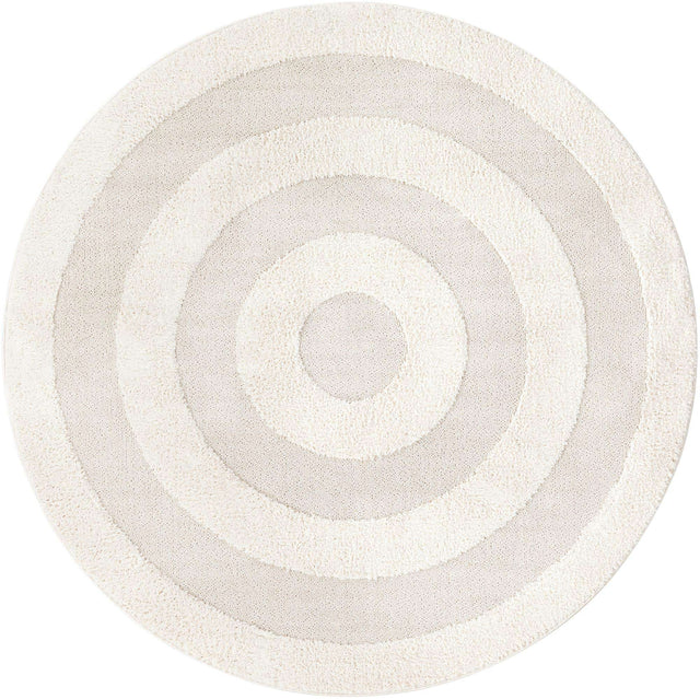 Ivory 7' 10 x 7' 10 Boho Round Area Rug 100% Polyester With Cotton Backing Geometric Modern Boho Bohemian Decor Carpet for Living Rooms Office Dining Kitchen Unique Interior Design for Sale at Rug Engine