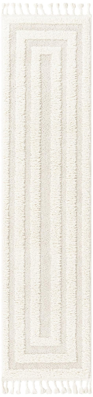 Ivory 2' x 8' Boho Runner Area Rug 100% Polyester With Cotton Backing Geometric Modern Boho Bohemian Decor Carpet for Living Rooms Office Dining Kitchen Unique Interior Design for Sale at Rug Engine