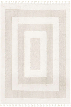 Ivory 7' 10 x 10' Boho Rectangle Area Rug 100% Polyester With Cotton Backing Geometric Modern Boho Bohemian Decor Carpet for Living Rooms Office Dining Kitchen Unique Interior Design for Sale at Rug Engine