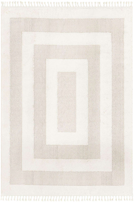 Ivory 7' 10 x 10' Boho Rectangle Area Rug 100% Polyester With Cotton Backing Geometric Modern Boho Bohemian Decor Carpet for Living Rooms Office Dining Kitchen Unique Interior Design for Sale at Rug Engine
