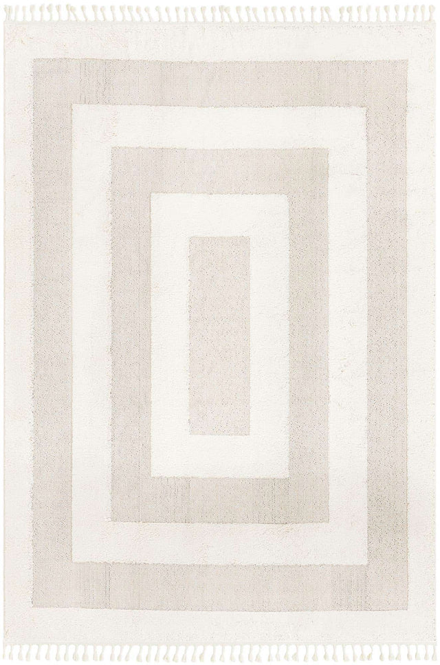 Ivory 7' 10 x 10' Boho Rectangle Area Rug 100% Polyester With Cotton Backing Geometric Modern Boho Bohemian Decor Carpet for Living Rooms Office Dining Kitchen Unique Interior Design for Sale at Rug Engine