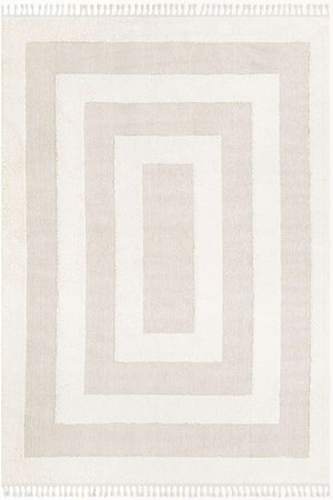 Ivory 9' x 12' Boho Rectangle Area Rug 100% Polyester With Cotton Backing Geometric Modern Boho Bohemian Decor Carpet for Living Rooms Office Dining Kitchen Unique Interior Design for Sale at Rug Engine