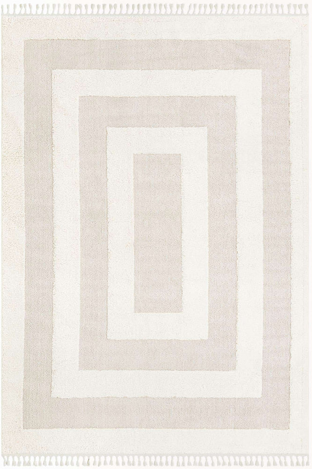 Ivory 9' x 12' Boho Rectangle Area Rug 100% Polyester With Cotton Backing Geometric Modern Boho Bohemian Decor Carpet for Living Rooms Office Dining Kitchen Unique Interior Design for Sale at Rug Engine