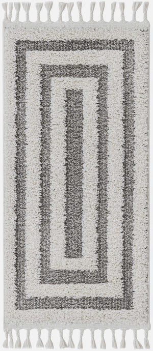 Gray 2' x 4' 1 Boho Runner Area Rug 100% Polyester With Cotton Backing Geometric Modern Boho Bohemian Decor Carpet for Living Rooms Office Dining Kitchen Unique Interior Design for Sale at Rug Engine