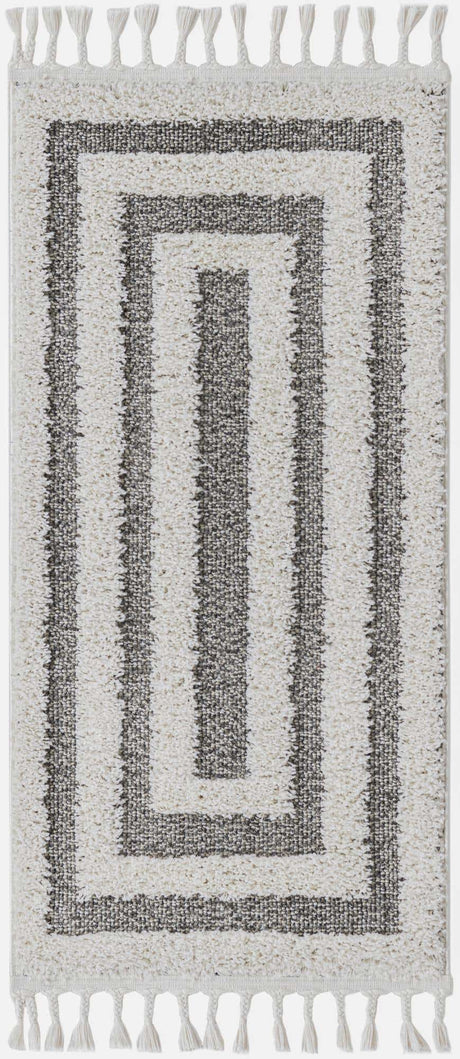 Gray 2' x 4' 1 Boho Runner Area Rug 100% Polyester With Cotton Backing Geometric Modern Boho Bohemian Decor Carpet for Living Rooms Office Dining Kitchen Unique Interior Design for Sale at Rug Engine
