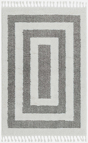 Gray 4' 1 x 6' 1 Boho Rectangle Area Rug 100% Polyester With Cotton Backing Geometric Modern Boho Bohemian Decor Carpet for Living Rooms Office Dining Kitchen Unique Interior Design for Sale at Rug Engine