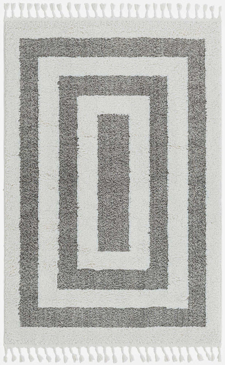 Gray 4' 1 x 6' 1 Boho Rectangle Area Rug 100% Polyester With Cotton Backing Geometric Modern Boho Bohemian Decor Carpet for Living Rooms Office Dining Kitchen Unique Interior Design for Sale at Rug Engine