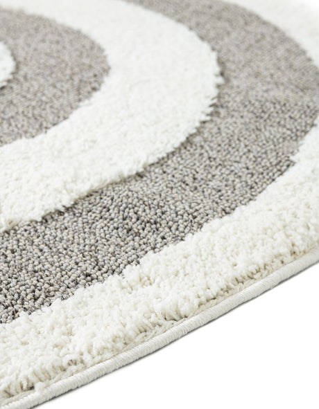 Gray 5' 3 x 5' 3 Boho Round Area Rug 100% Polyester With Cotton Backing Geometric Modern Boho Bohemian Decor Carpet for Living Rooms Office Dining Kitchen Unique Interior Design for Sale at Rug Engine