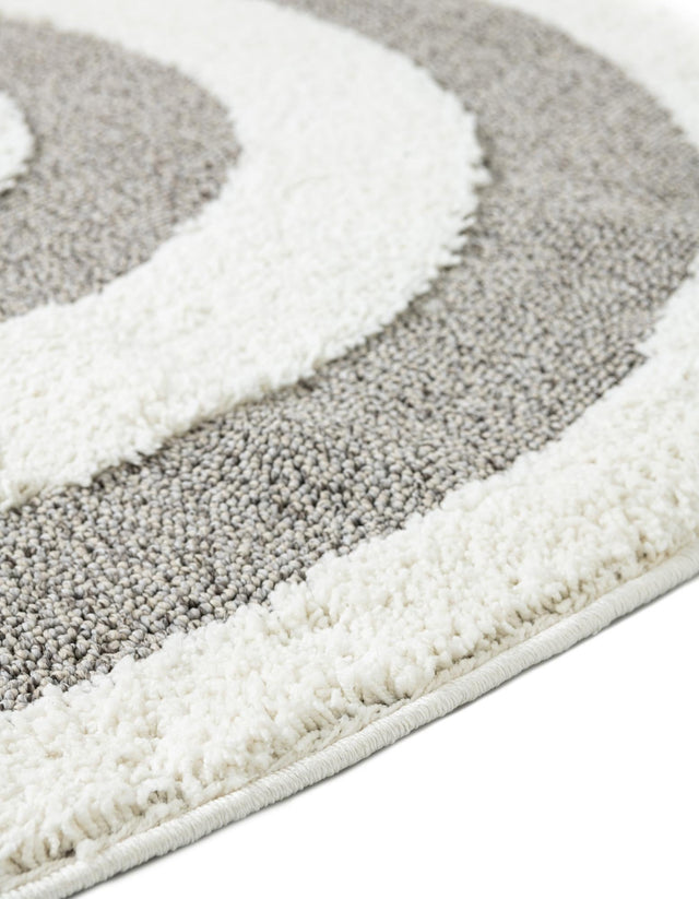 Gray 7' 10 x 7' 10 Boho Round Area Rug 100% Polyester With Cotton Backing Geometric Modern Boho Bohemian Decor Carpet for Living Rooms Office Dining Kitchen Unique Interior Design for Sale at Rug Engine