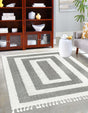 Gray 7' 10 x 10' Boho Rectangle Area Rug 100% Polyester With Cotton Backing Geometric Modern Boho Bohemian Decor Carpet for Living Rooms Office Dining Kitchen Unique Interior Design for Sale at Rug Engine