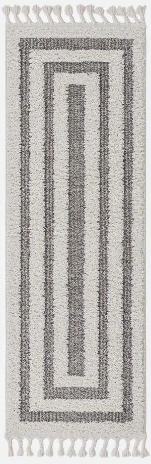 Gray 2' x 6' 1 Boho Runner Area Rug 100% Polyester With Cotton Backing Geometric Modern Boho Bohemian Decor Carpet for Living Rooms Office Dining Kitchen Unique Interior Design for Sale at Rug Engine