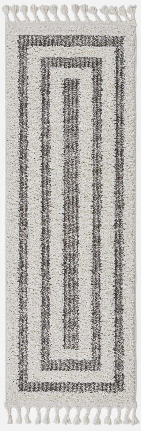 Gray 2' x 6' 1 Boho Runner Area Rug 100% Polyester With Cotton Backing Geometric Modern Boho Bohemian Decor Carpet for Living Rooms Office Dining Kitchen Unique Interior Design for Sale at Rug Engine