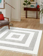 Gray 7' 10 x 7' 10 Boho Square Area Rug 100% Polyester With Cotton Backing Geometric Modern Boho Bohemian Decor Carpet for Living Rooms Office Dining Kitchen Unique Interior Design for Sale at Rug Engine