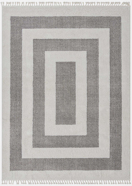 Gray 9' x 12' Boho Rectangle Area Rug 100% Polyester With Cotton Backing Geometric Modern Boho Bohemian Decor Carpet for Living Rooms Office Dining Kitchen Unique Interior Design for Sale at Rug Engine