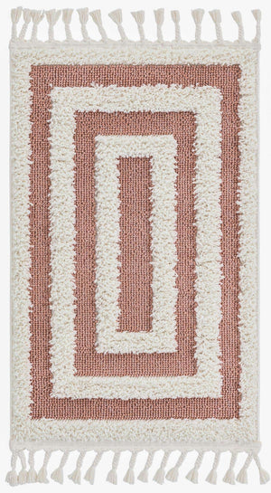 Pink 2' x 3' 1 Boho Rectangle Area Rug 100% Polyester With Cotton Backing Geometric Modern Boho Bohemian Decor Carpet for Living Rooms Office Dining Kitchen Unique Interior Design for Sale at Rug Engine