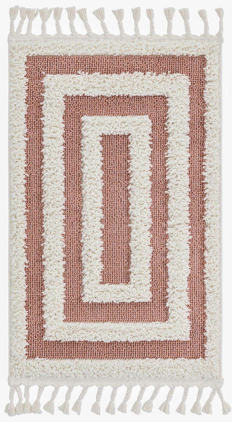 Pink 2' x 3' 1 Boho Rectangle Area Rug 100% Polyester With Cotton Backing Geometric Modern Boho Bohemian Decor Carpet for Living Rooms Office Dining Kitchen Unique Interior Design for Sale at Rug Engine